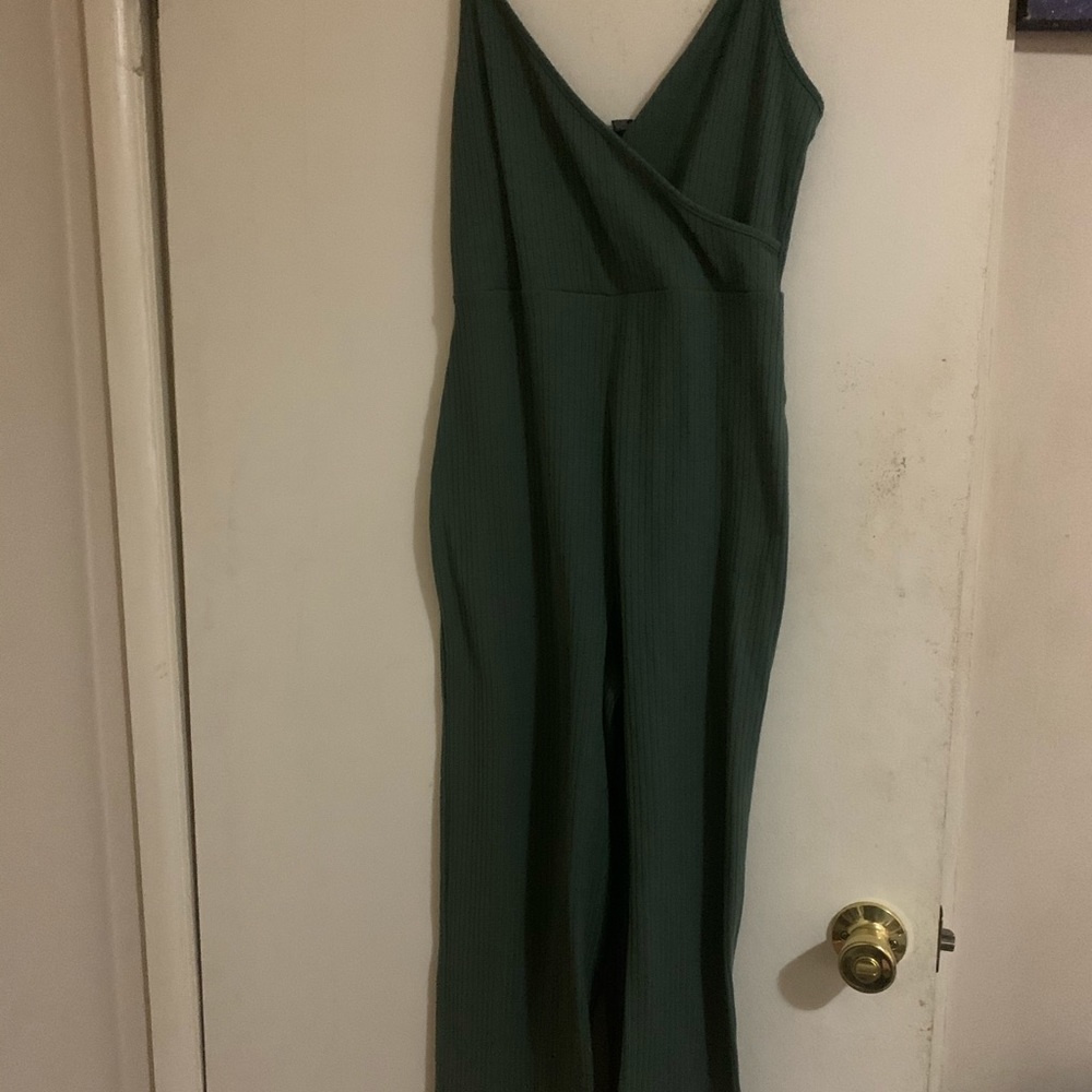 Olive Green Ribbed Jumpsuit